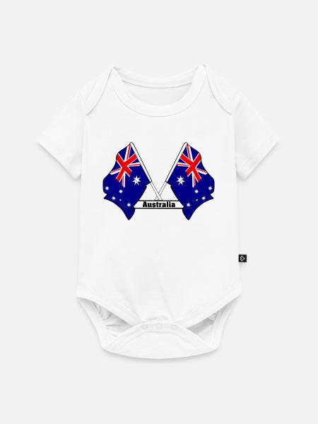 Australien kreuzte Flaggen - Baby Premium Kurzarmbody - Weiß