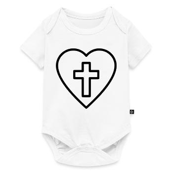 Heart with Cross Love Faith Vector - Baby Premium short-sleeve bodysuit - white - Front
