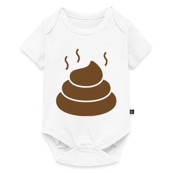 Brauner dampfender Emoticon Haufen - Baby Premium Kurzarmbody - Weiß - Vorne