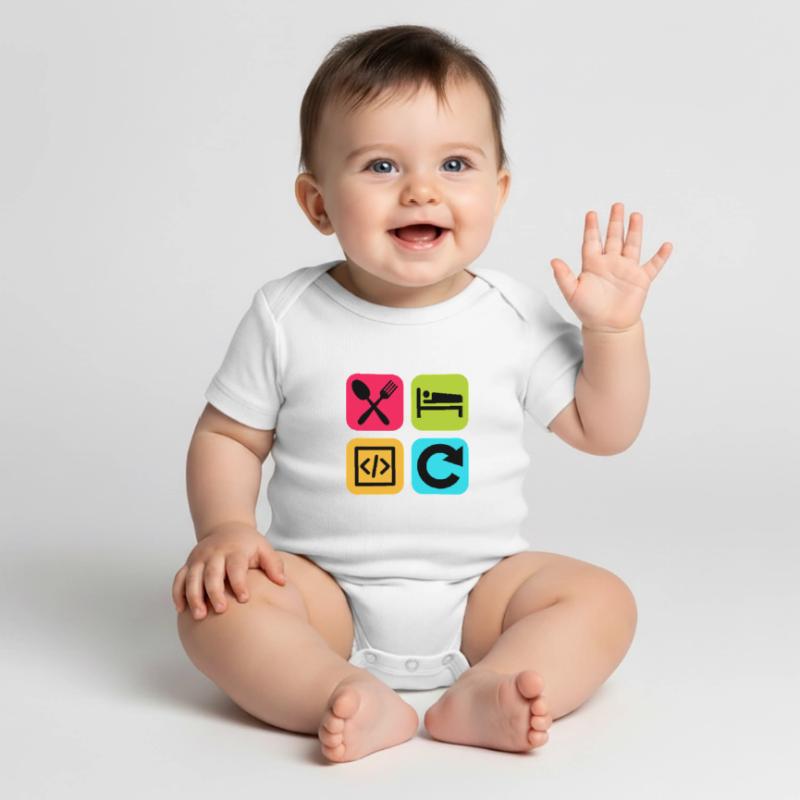 Manger Dormir Code Répéter Citation drôle Dev Body à manches courtes Premium Bébé