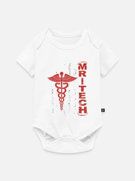 Rote MedTech Caduceus Flagge - Baby Premium Kurzarmbody - Weiß