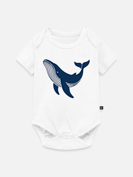 Blauer Wal - Baby Premium Kurzarmbody - Weiß