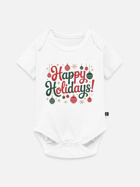 Happy Holidays Ornament-Skript - Baby Premium Kurzarmbody - Weiß