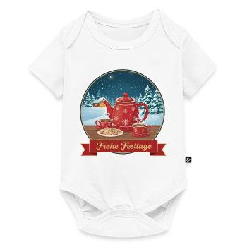 Rote Teekanne im Winterzauber - Baby Premium Kurzarmbody - Weiß - Vorne