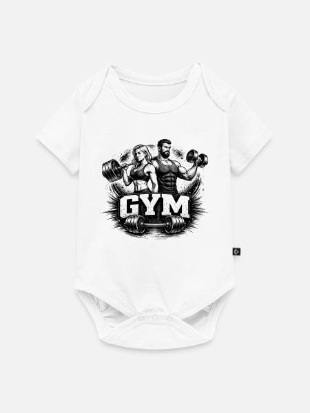 Gym Workout Motiv Zeichnung - Baby Premium Kurzarmbody - Weiß