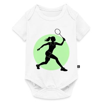 Coup droit d’un joueur de badminton - Body à manches courtes Premium Bébé - blanc - Devant
