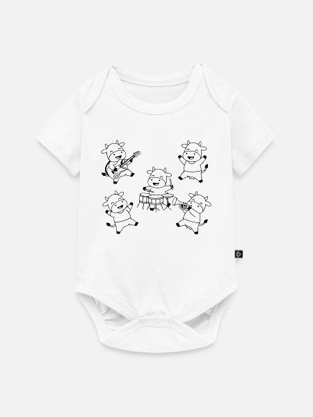 Süße Kuh Band Musik Party Comic - Premium kortærmet baby-body  - hvid