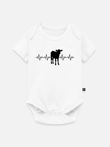 Bauer Kalb EKG Herzschlag - Baby Premium Kurzarmbody - Weiß