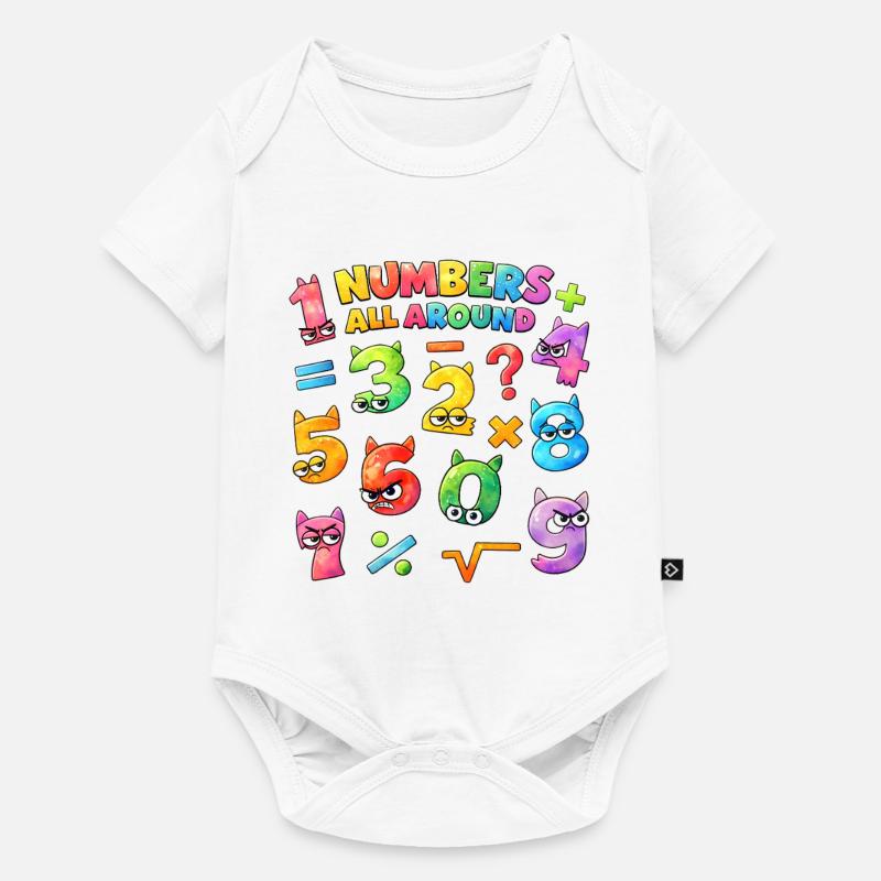 Rainbow Math Faces & Numbers - Baby Premium Kurzarmbody - Weiß