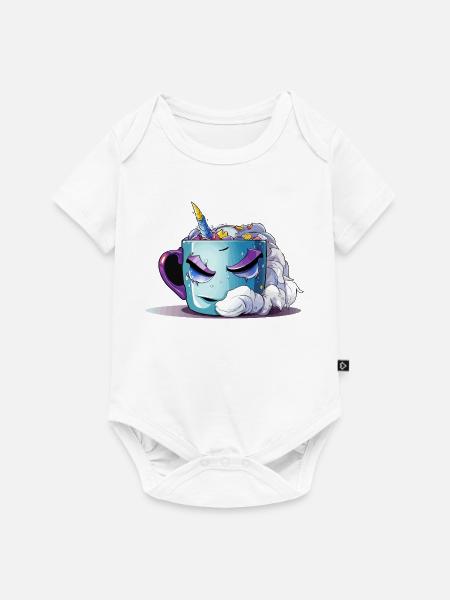 Schlafendes Einhorn-Tassendesign - Baby Premium Kurzarmbody - Weiß