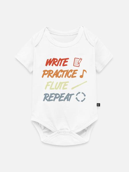 Write Practice Flute Repeat - Baby Premium Kurzarmbody - Weiß