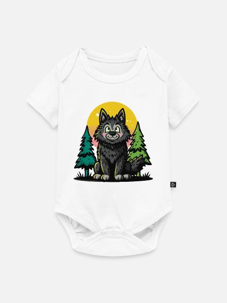 Waldwolf im Sonnenkreis - Baby Premium Kurzarmbody - Weiß