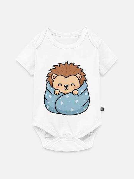 Sternen-Igel Kuscheln - Baby Premium Kurzarmbody - Weiß