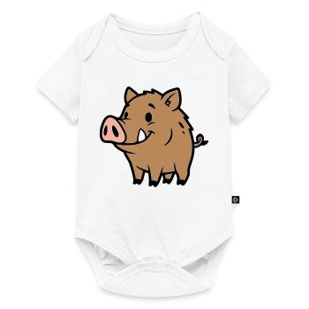 Charme porte-bonheur du doux sanglier sauvage - Body à manches courtes Premium Bébé - blanc - Devant