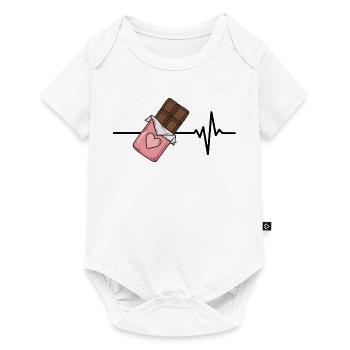 Le chocolat est ma vie, battement de cœur, amour chocolaté - Body à manches courtes Premium Bébé - blanc - Devant