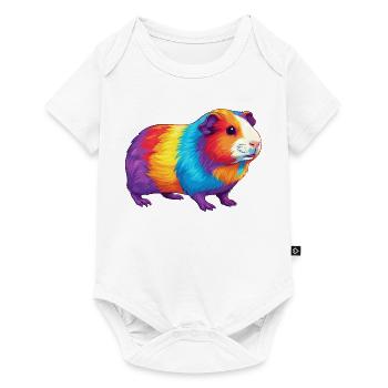 Colorful Guinea Pig Rainbow Pop Art Watercolor - Baby Premium short-sleeve bodysuit - white - Front