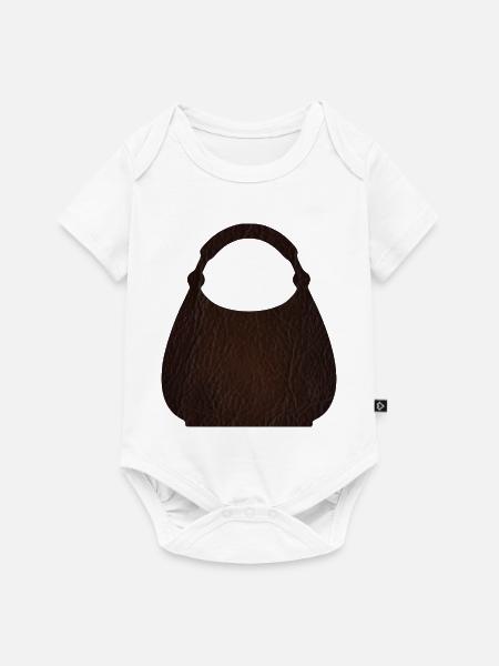 Braune Ledertaschentextur - Baby Premium Kurzarmbody - Weiß