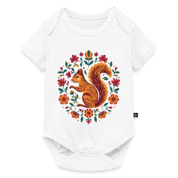 Squirrel in a wreath of flowers - Baby Premium short-sleeve bodysuit - white - Front