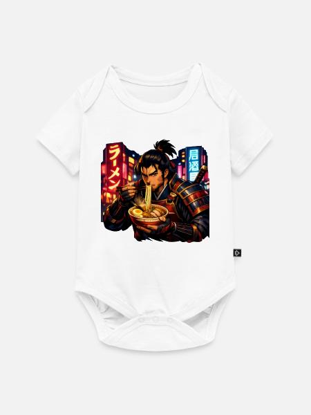 Neon Cyber Samurai Ramen - Baby Premium Kurzarmbody - Weiß