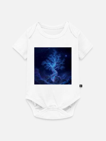 Blauer Blitzbaum Nachtkunst - Baby Premium Kurzarmbody - Weiß