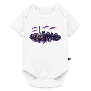Paris Neon Skyline City France - Baby Premium short-sleeve bodysuit - white - Front
