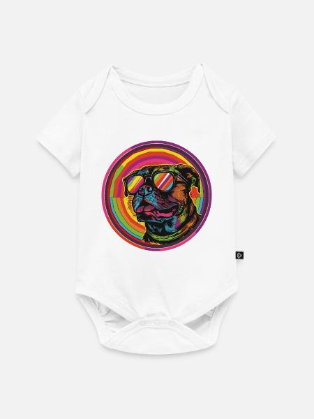 Bulldog mit Sonnenbrillen - Baby Premium Kurzarmbody - Weiß
