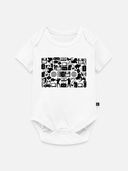 80er Kassette Silhouette - Baby Premium Kurzarmbody - Weiß