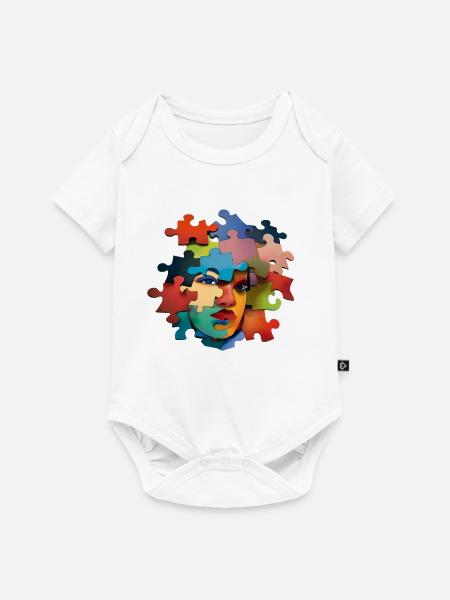 Puzzlesporträt Farbexplosion - Baby Premium Kurzarmbody - Weiß