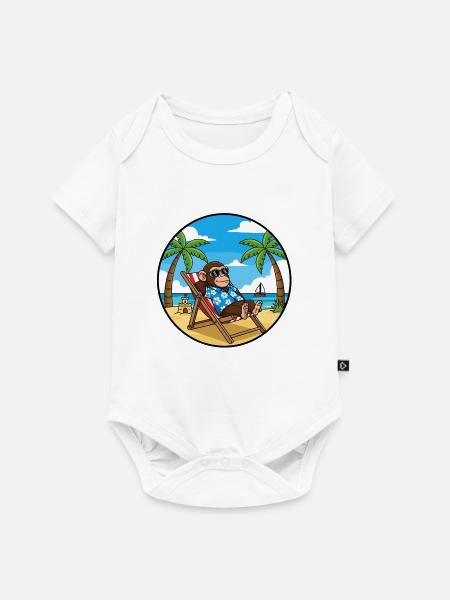Coole Monkey Beach Vacation Summer Vibes - Baby Premium Kurzarmbody - Weiß