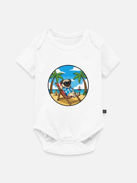 Coole Pug Beach Urlaubs-Sommerstimmung - Baby Premium Kurzarmbody - Weiß
