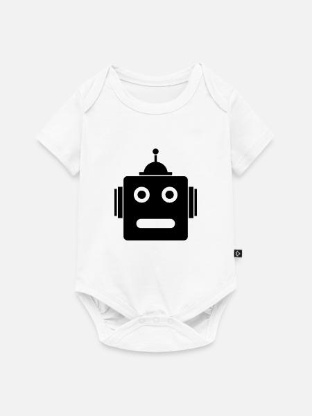 Roboterkopf - Baby Premium Kurzarmbody - Weiß