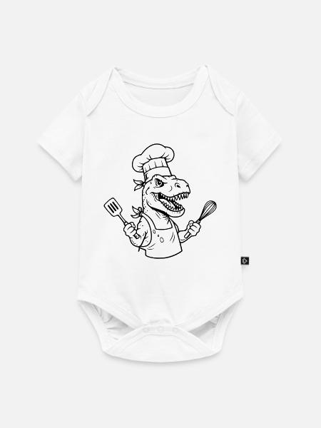 T-rex Cook - Baby Premium Kurzarmbody - Weiß