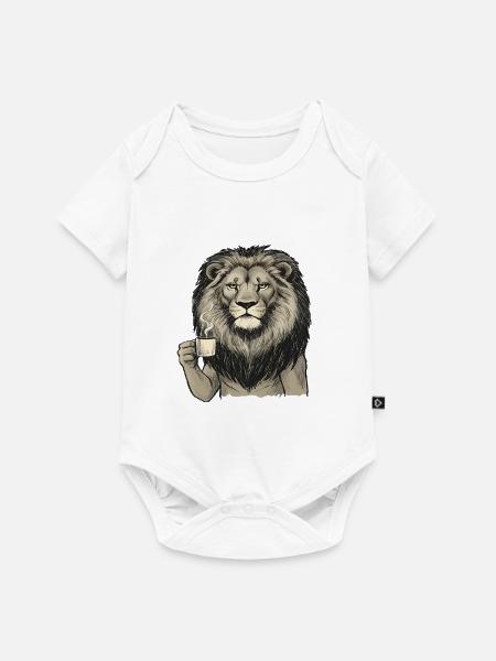 Kaffee Löwe Portrait - Baby Premium Kurzarmbody - Weiß