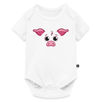 Visage de cochon mignon Art animalier rose minimaliste - Body à manches courtes Premium Bébé - blanc - Devant
