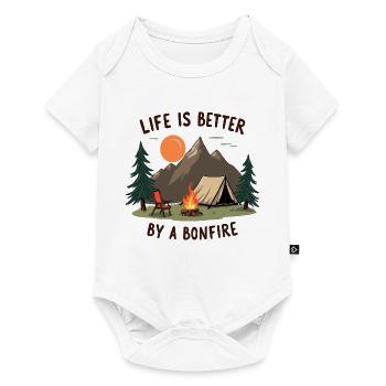 La vie est meilleure lors d’une aventure de camping autour d’un feu de joie - Body à manches courtes Premium Bébé - blanc - Devant