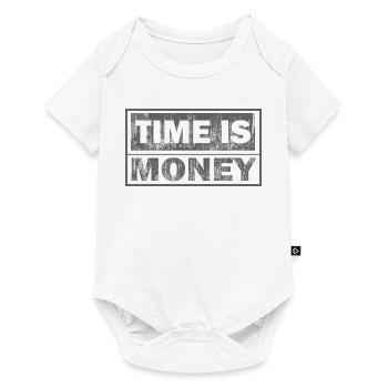 Le temps, c’est de l’argent : texte de deux lignes - Body à manches courtes Premium Bébé - blanc - Devant
