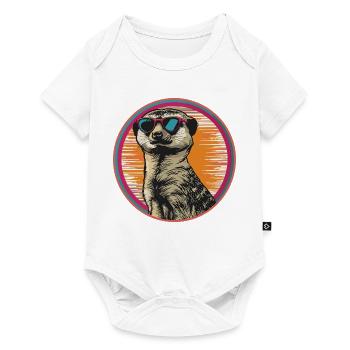 Suricate avec des lunettes de soleil rétro - Body à manches courtes Premium Bébé - blanc - Devant