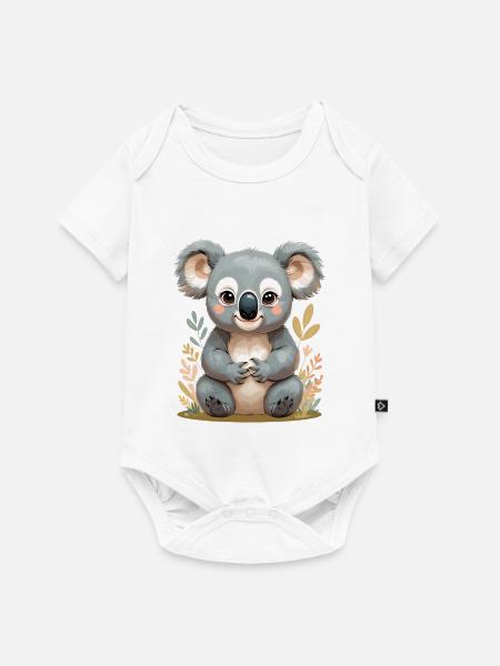 Kuschelkau Koala im Blättermeer - Baby Premium Kurzarmbody - Weiß