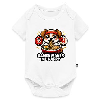 Le ramen me rend heureux, chien - Body à manches courtes Premium Bébé - blanc - Devant