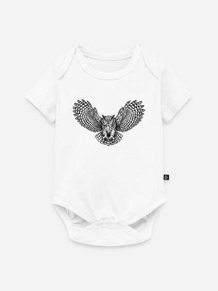 Eule mit kunstvollen Flügeln - Baby Premium Kurzarmbody - Weiß