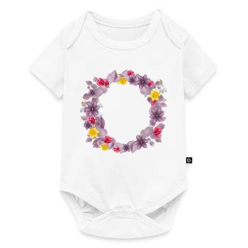 Dusty pink eucalyptus wreath with delicate spring blossoms - Baby Premium short-sleeve bodysuit - white - Front