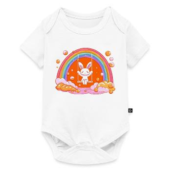 Balançoire arc-en-ciel du Lapin Câlin - Body à manches courtes Premium Bébé - blanc - Devant