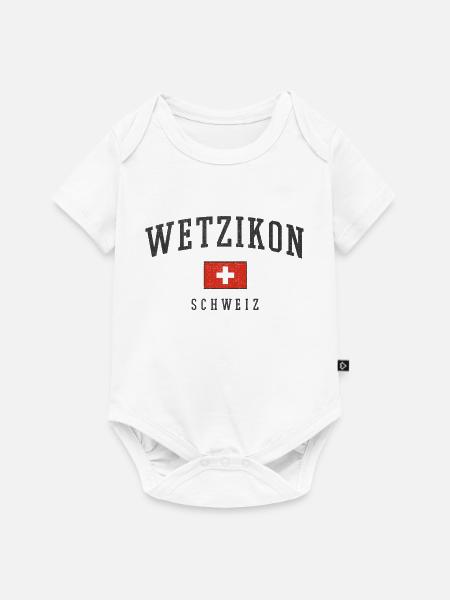 Wetzikon Schweiz Flagge - Baby Premium Kurzarmbody - Weiß
