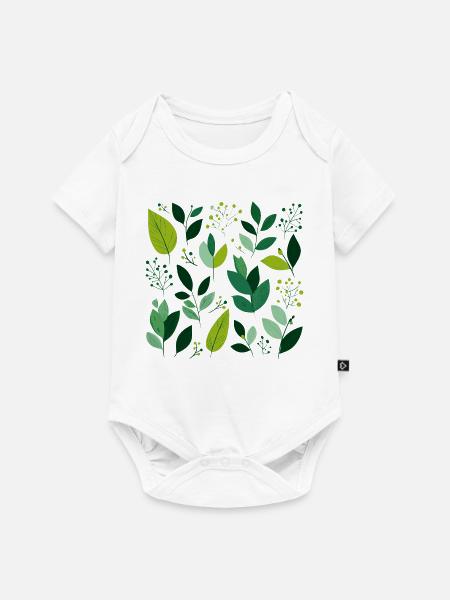 grüne Blätter - Baby Premium Kurzarmbody - Weiß