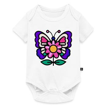 Papillon sur fleur - Body à manches courtes Premium Bébé - blanc - Devant