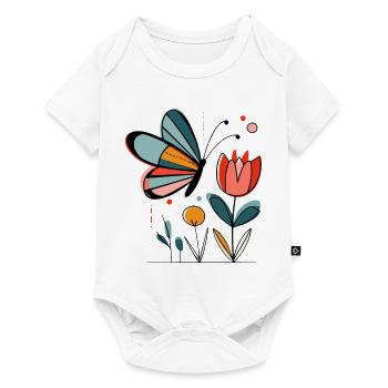 Spring motif butterfly with flowers - Baby Premium short-sleeve bodysuit - white - Front