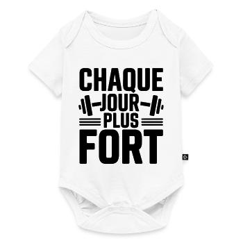 Fitness Motivation – Chaque jour plus fort - Body à manches courtes Premium Bébé - blanc - Devant