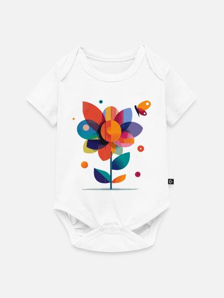 bunte Blume - Baby Premium Kurzarmbody - Weiß