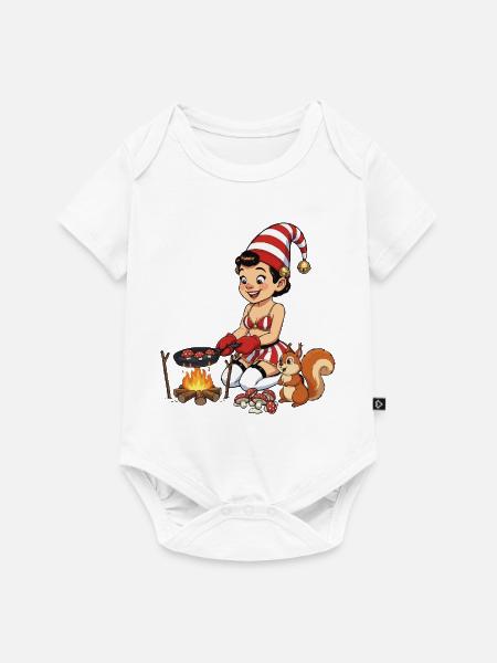 Leprechaun-Mädchen backt Pilze - Baby Premium Kurzarmbody - Weiß