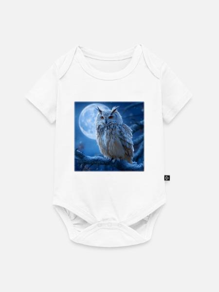 Schnee-Eule im Vollmond: Magische Winternacht - Baby Premium Kurzarmbody - Weiß